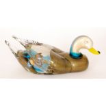 Formia - A large Italian Murano glass duck internally decorated with gold aventurine over the