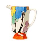 Clarice Cliff - Blue Autumn - A large Athens shape jug circa 1930 hand painted with a stylised tree