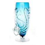 Iestyn Davies - Blowzone - A contemporary Octopus glass vase of footed conical form with an applied