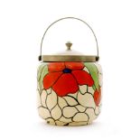 Clarice Cliff - Scarlet Flower - A cylindrical biscuit barrel circa 1929,