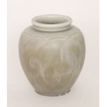 Pilkingtons Royal Lancastrian - A 1930s bulbous vase decorated with a faint pattern against the