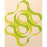 Belgian School, circa 1970 - Swirling form in orange and green, lithograph, framed,