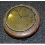 A late 19th Century mahogany cased and brass faced circular wall clock with single fusee movement,