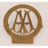 An AA Stenson Cooke brass badge No 19476, height 12.