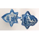 Two 19th Century blue and white pickle dishes,