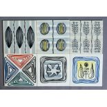 Alastair Macduff - Dorincourt Industries - Six 1950s 6in dust pressed tiles each decorated with a