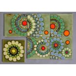 Clive Simmons - Intaglio Studios - Six assorted 6in dust pressed tiles each decorated with a