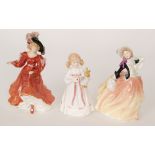 Three assorted Royal Doulton figurines comprising Autumn Breezes HN2131,