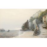 JOHN WHITE, RBA,RI (1851-1933) - 'Early Morning, Quay Steps, Clovelly', watercolour and body colour,