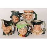 Five assorted Royal Doulton character jugs comprising Sir Thomas More D6792, Sairey Gamp D5451,