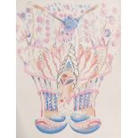 DAME ZANDRA RHODES (CONTEMPORARY) - 'Many memories from India', lithograph,