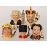 Five assorted small Royal Doulton character jugs comprising King Edward VII D6923,