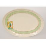 A Clarice Cliff Stroud pattern large oval meat plate circa 1933,