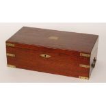 A 19th Century brass banded mahogany writing box with fitted interior,