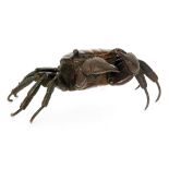 A 19th Century Japanese bronze study of a crab with articulated claws and limbs,