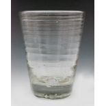 An 18th Century Lynn glass tumbler circa 1775 of cylindrical form with internal optic corrugations,