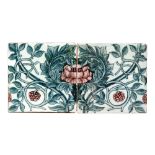 William Morris - William de Morgan - A pair of 6in dust pressed tiles decorated with a hand painted