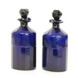 A pair of late 18th Century Bristol blue spirit decanters circa 1790,