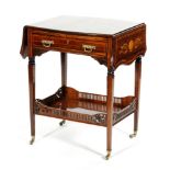 A late Victorian rosewood drop leaf occasional table,