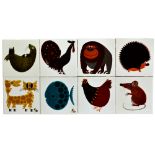 Kenneth Townsend - A set of 1960s/1970s 6in dust pressed tiles from the Menagerie series comprising