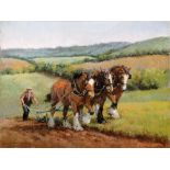 ROSEMARY SARAH WELCH (CONTEMPORARY) - 'Ploughing', pastel drawing, signed, framed,