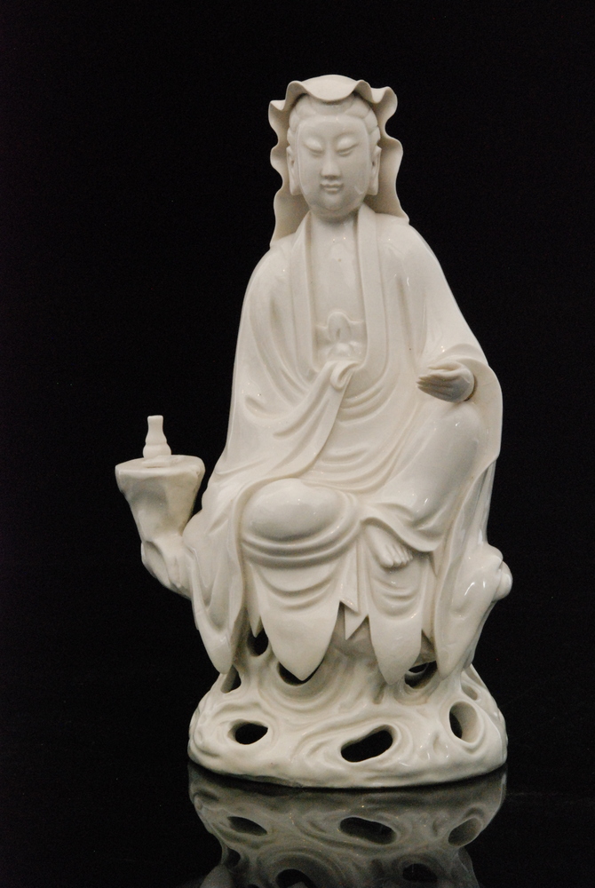 A Ching Dynasty 19th Century Chinese blanc de china Guanyin, - Image 2 of 14