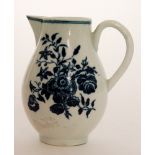 A late 18th Century Worcester sparrow beak jug decorated in the blue and white Three Flowers