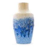 A Ruskin Pottery vase of high shouldered form decorated in a streaked and mottle crystalline glaze,