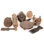A collection of African tribal and Indian items,