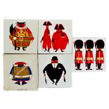 Kenneth Townsend - A set of five London Scenes tiles comprising a Lifeguard (in original box),