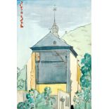 ALBERT WAINWRIGHT (1898-1943) - 'Church at Oberwesel', ink and wash drawing, unframed, unsigned,