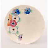 A Clarice Cliff Anemone pattern shallow circular dish form plate circa 1936,