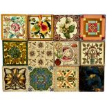 Unknown - Twelve assorted Victorian and early 20th Century dust pressed tiles to include various