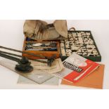 A mid 20th Century Winsor & Newton artist paint box and palette, with various paints, brushes,
