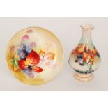 A 1930s Royal Worcester pin dish decorated by Kitty Blake with hand painted autumnal fruit and