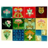 Assorted - A collection of 19th century and early 20th Century Art Nouveau dust pressed tiles with