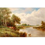 HENRY HILLINGFORD PARKER (1858-1930) - 'The Avon near Tetbury', oil on canvas,signed,