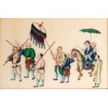 CANTONESE SCHOOL (MID 19TH CENTURY) - A wedding procession, gouache on pith paper, framed,