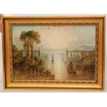CIRCLE OF PAUL MARNY (1829-1914) - Bridge over the Menai Straits, oil on canvas,