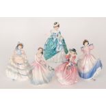 Five assorted Royal Doulton ladies comprising Hannah HN3369, Barbara HN3441, Linda HN3374,