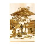An early 20th Century rectangular ivory card case with hiramakie, nashiji and shibyama decoration,