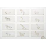 ENGLISH SCHOOL, CIRCA 1920 - Mythical Creatures, a set of twelve ink and crayon drawings, framed,