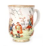 An 18th Century Qing dynasty baluster shaped tankard enamel decorated en grisaille and in enamel