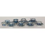 A collection of assorted late 19th Century Chinese blue and white teacups and saucers,