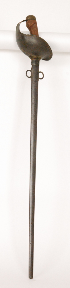 A 20th Century officer's cavalry sword and metal scabbard, 87cm blade the scabbard marked L.S.S.I.