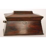 A 19th Century rosewood sarcophagus shaped tea caddy ,