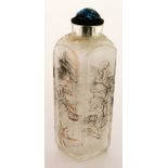 A late 19th Century Chinese rock crystal inside painted,