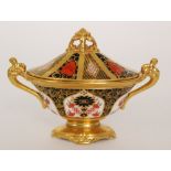 A Royal Crown Derby Imari 1128 pattern oval lidded twin handled vase and cover, printed mark,