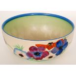 A Clarice Cliff Anemone pattern Holborn shape fruit bowl circa 1936,