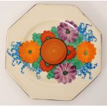 A Clarice Cliff Gayday pattern octagonal side plate circa 1930,